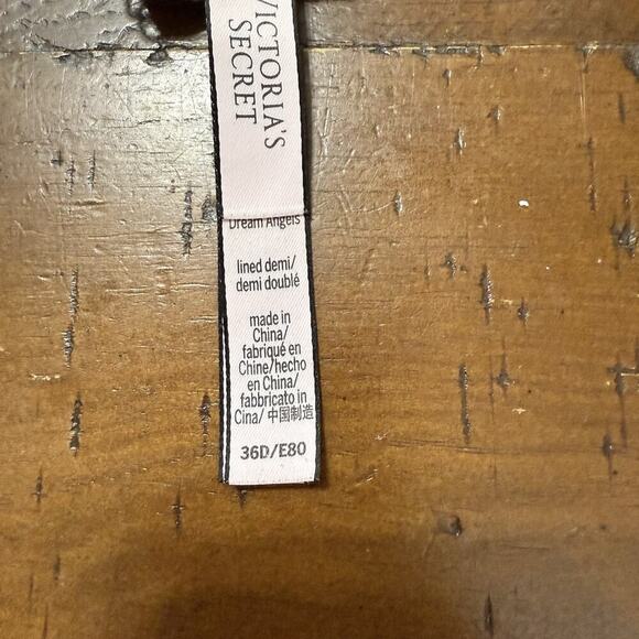 VICTORIAS SECRET DREAM ANGELS SIZE 36 D GREEN HIGH NECK LACE CUTOUT LINED DEMI - Picture 5 of 9